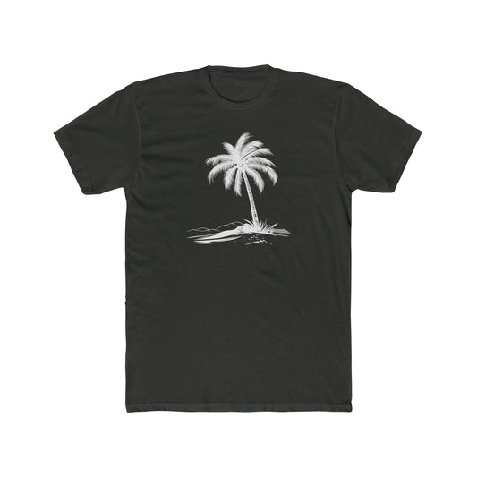 Tropical Vibe Tee - Unisex Cotton Crew Palm Tree Design, Casual Wear, Beach T-Shirt, Vacation Outfit, Summer Essential
